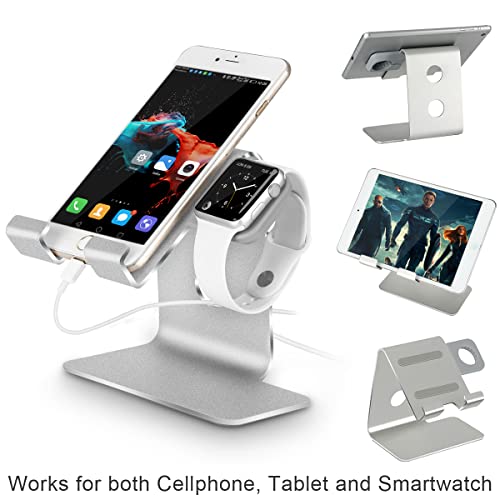 Tranesca 2 In 1 Charging Stand For Apple Watch Series 8/7/6/5/4/3/2/1/Se (38Mm/40Mm/41Mm/42Mm/44Mm/45Mm) And Cell Phone/Tablet (Silver-Must Have Watch Accessories) #TOP6