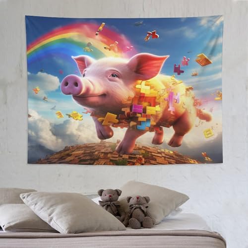 Tapisserie murale cochon mignon tissu suspendu salon chambre