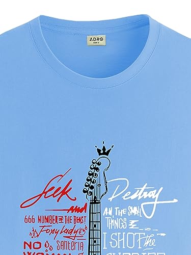 Image of ADRO Guitar Design Printed T-Shirt for Men - 100% Cotton, Regular Fit, Soft Breathable Fabric.