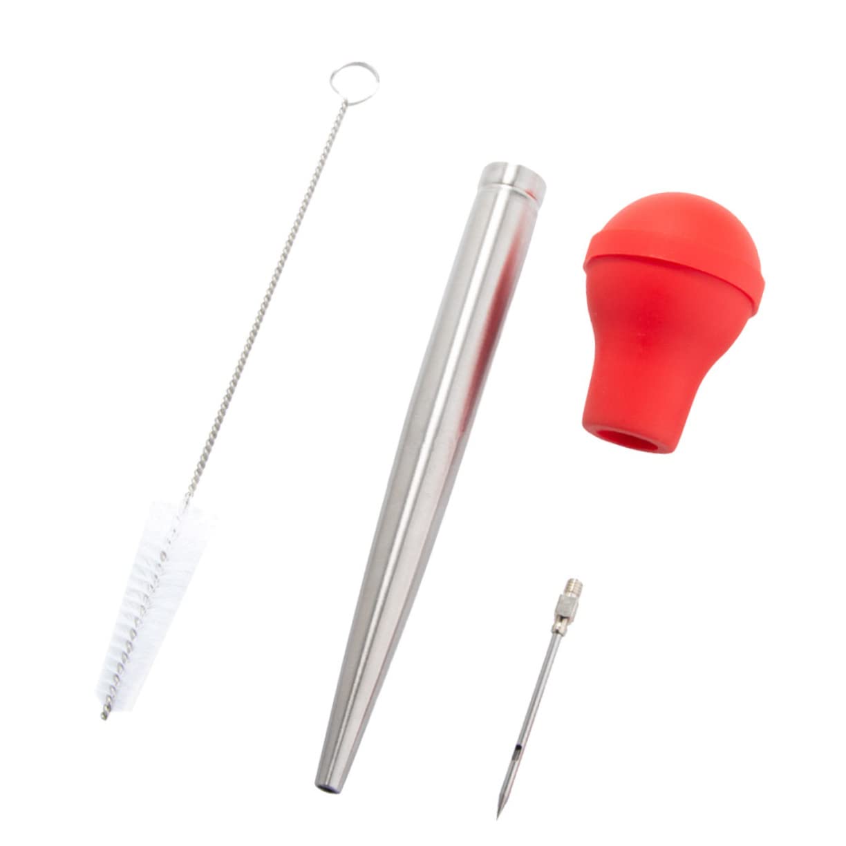 HOLIDYOYO 1set Turkey Baster Drip Oil Seasoning Tube for Barbecue for Injecting Marinade into Meat Includes Cleaning Brush for Easy Maintenance Red