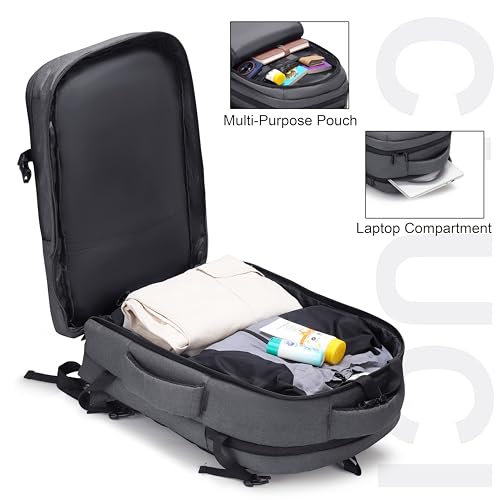 Image of By CLUCI Cabin Size Travel Backpack for Men & Women | 18-Inch Laptop Bag Rucksack | Water-Resistant Daypack with Trolley Sleeve for Flight, Office, & Weekend Trips