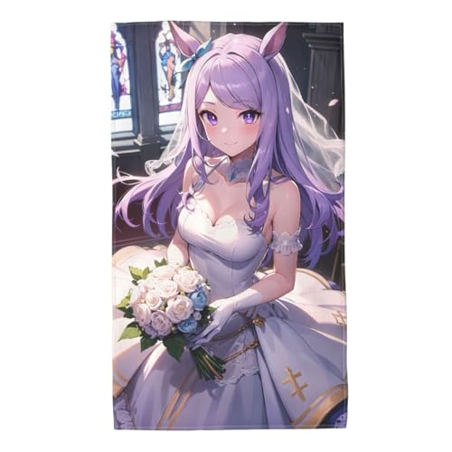 バスタオル ウマ娘 メジロマックイーン フェイスタオル 大判 吸水 速乾 マイクロファイバー 柔らかい肌触り 吸水 速乾 抗菌防臭 耐久性 人気 おしゃれ バス用品 海水浴 家庭用 業務用 家庭用品 四季通用 プレゼント 40*70cm