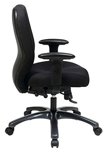 Office Star 24/7 Elite Intensive Use Ergonomic Office Chair With 2-To-1 Synchrony Tilt With Seat Slider, Adjustable Arms And Titanium Finish Aluminum Base, Icon Black #TOP4