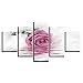 Produktbild DAIZHJ Für Wohnzimmer Dekoration Wandkunstwerk 5 Stücke Leinwand Malerei Rosa Rose   HD Drucken Abstrakte Poster Bild