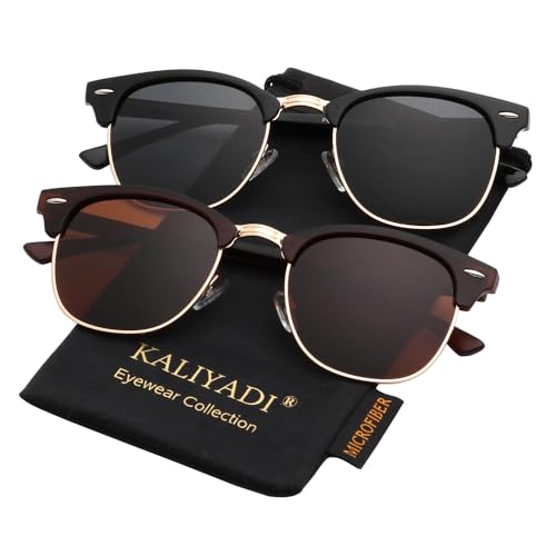 KALIYADI Polarized Sunglasses for Men and Women Semi-Rimless Frame Driving Sun glasses UV Blocking