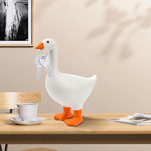 Pipihome 1 Pack Magnetic Goose Key Holder Cute Resin Goose Statue Key Storage Animal Figurine Home Decor Kawaii Room Decor Sculpture Bedroom Decor (Orange)