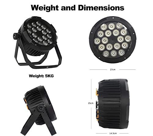 Shehds Ip65 Waterproof Outdoor Par Lights Led 18X18W Rgbwa+Uv Lighting Stage Wash Lights Dmx Control Strobe Fanless Muted Dj Lights Party Lights For Christmas Party Wedding Show Concerts Church #TOP4