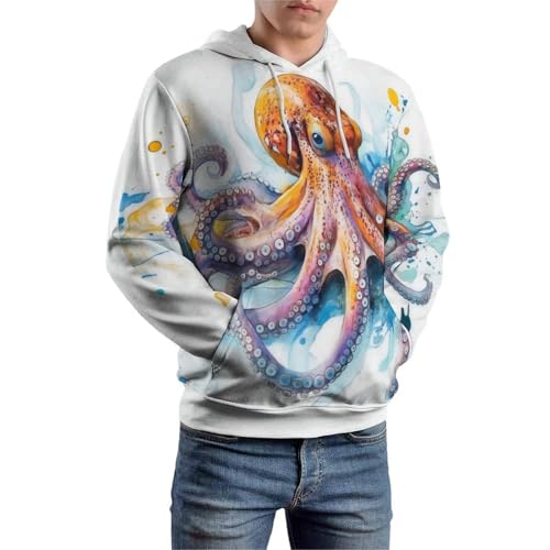 Sweat pieuvre design aquarelle 3D pull graphique à manches longues unisexe