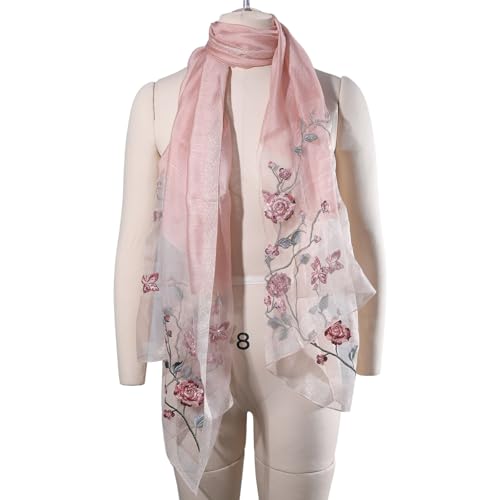 Bufanda de seda floral y hiyab bordado marrón para regalar calidez al hombre moderno 5