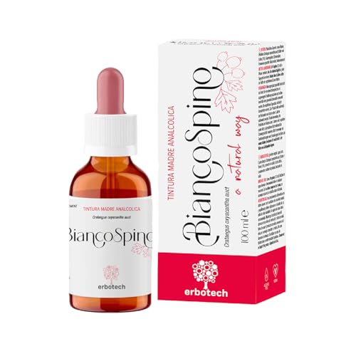 ERBOTECH, Tintura Madre di Biancospino, Tintura Madre Analcolica a Gocce da Diluire in Acqua, Vegan, Senza Alcool, non Deriva da Piante OGM, Made in Italy, 100 ml