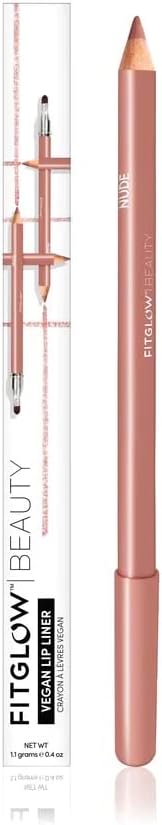 FITGLOWBeauty - Natural Lip Liner Pencil With Blending Brush | Vegan, Woman-Owned Clean Beauty (Nude)