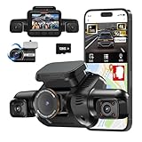AI Dash Cam 360° with Front, Rear, and Inside Cameras, 4K Resolution, 4 Channel...