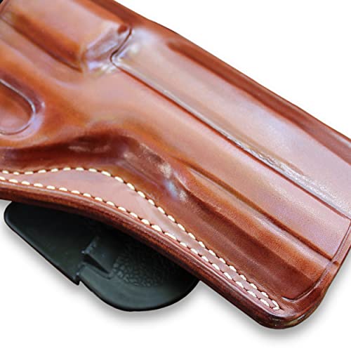 Premium Leather Owb Paddle Holster With Open Top Fits Chiappa Rhino 50Ds 357 Mag/9Mm Revolver 5'' Bbl, Right Hand Draw, Brown Color #1265# #TOP7