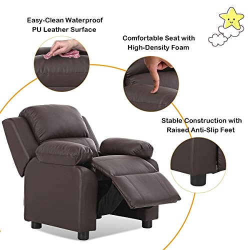 Reuniong Kids Recliner Sofa, Children Leather Armchair Couch W/Footrest, Headrest, Gaming Reclining Chair For Living Room Nursery, Birthday Xmas Gift For Boys Girls Toddlers Reading Relaxing, Brown #TOP6
