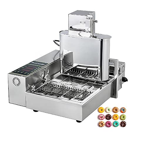 Máquina automática Comercial para donas - Tolva de 6 Filas de 9,5 L, máquina para Hacer donas de Acero Inoxidable de 2000 W para refrigerios - Controles de Temperatura y Espesor AJ