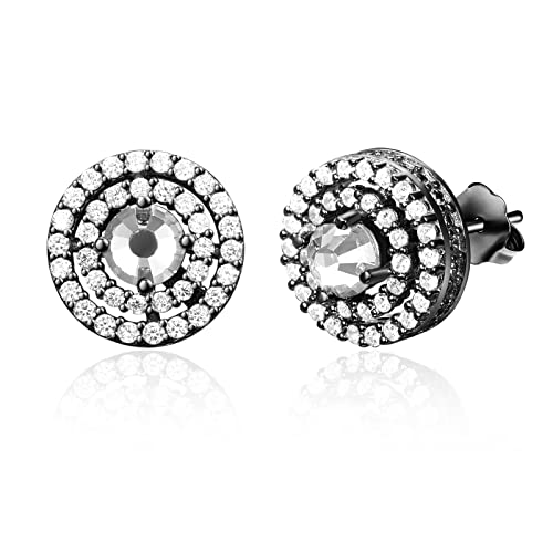 ADMETUS Pendientes de plata de ley 925 con circonitas, pendientes de circonita 5A para hombres, hipoalergénicos, regalos para orejas sensibles, Plata de ley, Circonia cúbica