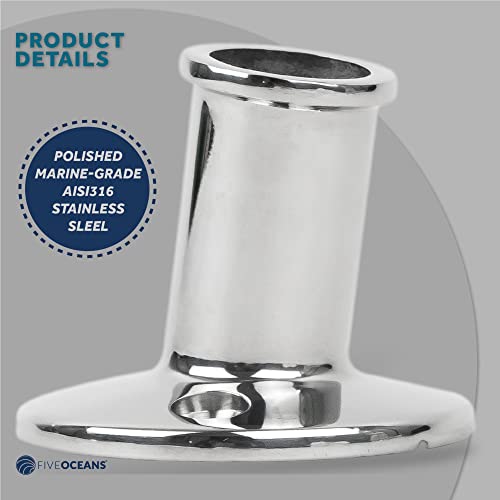 Five Oceans Boat Flag Pole Socket, Flag Pole Holder,Top Mount, Marine Grade Heavy Duty Stainless Steel, Fits 3/4 Inch Poles, For Pontoon, Fishing Boats, Bass Boats, Sport Boats, Sailboats - Fo3108 #TOP3
