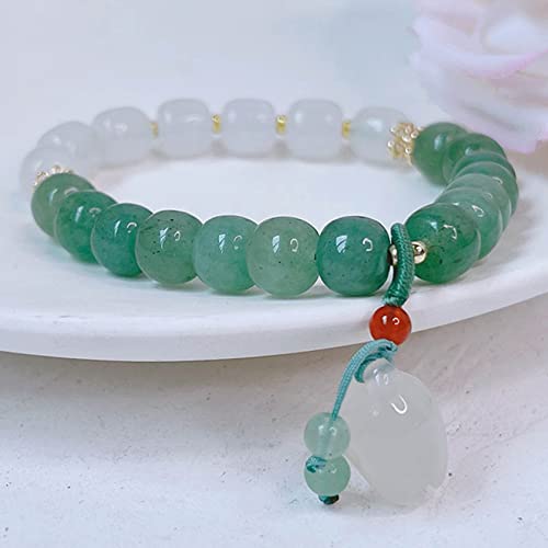 Fleur amulette de jade vert et pendentif aventurine d'une finition artisanale