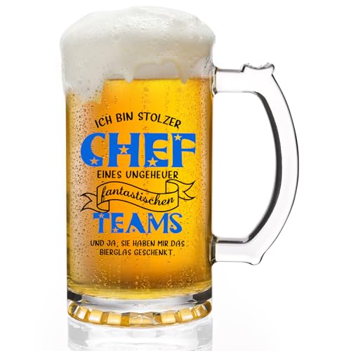 Joymaking Bierkrug Personalisiert - Ich Bin Stolzer Chef Eines Ungeheuer Fantastischen Teams, Chef Geschenke, Geschenke für den Chef, Bierkrug Chef 500ml