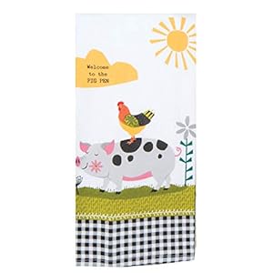 3 Farmhouse Country Themed Kitchen Dish Towels | Stacked Farm Animals, Pig, Cow, Rooster Print | 1 Flour Sack and 2 Dual Purpose Terry Cotton Towel Set for Dishes and Hand Drying 3 Farmhouse Country Themed Kitchen Dish Towels Stacked Farm Animals Pig Cow Rooster Print 1 Flour Sack and 2 Dual Purpose Terry Cotton Towel Set for Dishes and Hand Drying