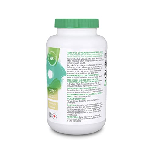 Organika Canadian-Made Maca 4:1 Strength 180 Vcaps - 3000mg | High Bioavialability Formula, Adaptogen to Help with Stress, Energy and Hormone Balance - Image 3