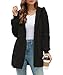 ABINGOO Damen Winterjacke Fleecejacke Lang Kapuzenjacke Teddyjacke Flauschig Plüschjacke Warm Reißverschluss Hoodie Kuscheljacke Wintermantel Mit Taschen(Schwarz,XXL)