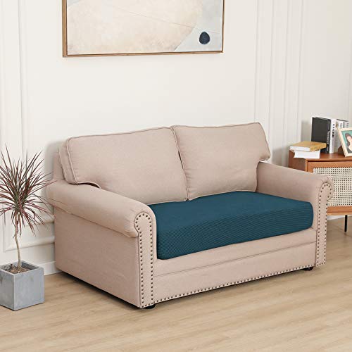 Image of Easy-Going Stretch 1 Piece Loveseat Couch Cushion Cover for Sofa | Sofa Cushion Furniture Protector Sofa Seat sofa slipcover Washable sofa cover soft with Elastic Bottom Deep Teal