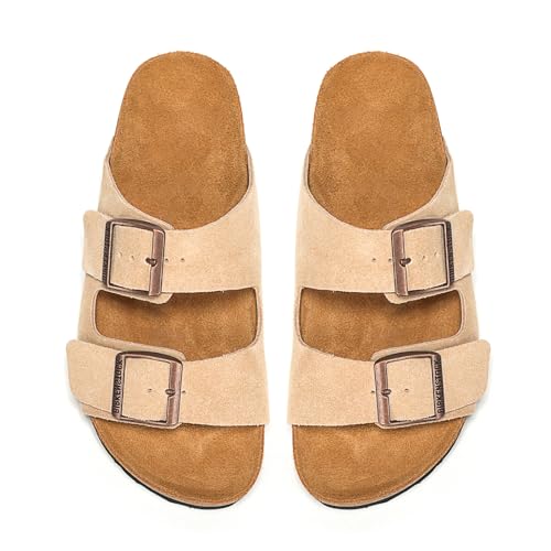 ZhuoDrow Men's cork insole sandals with + comfort, adjustable buckle, arch support slipper3