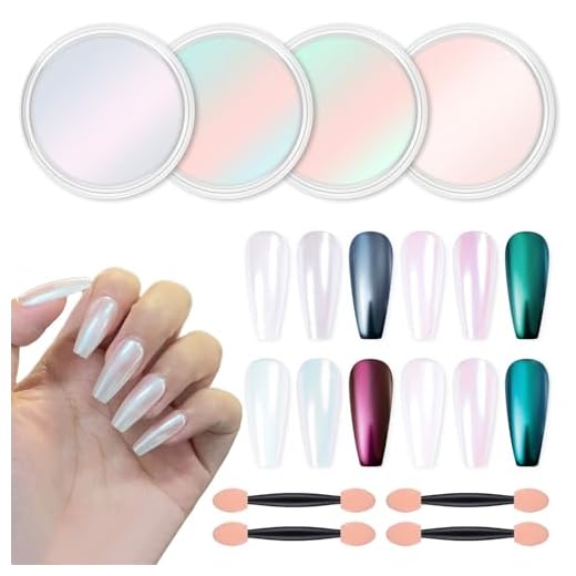 Artdone Chrome Nail Powder Metallic Mirror Effect Pigment Chrome Iridescent Aurora Nail Glitter Mermaid Pearl Glitter Dust Kit for Gel Polish Nail Art Decoration, Resin Craft…