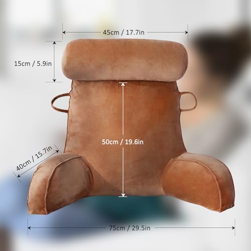 Miniatura 9 de Mingpinhuius Cojín De Lectura Xl Para Cama Y Sofá Con Cojín Cervical Extraíble, Cojín Lumbar Ideal Para Adultos Con Espuma Viscoelástica Para Leer, Trabajar, Jugar, Ver La Televisión, Relajarse