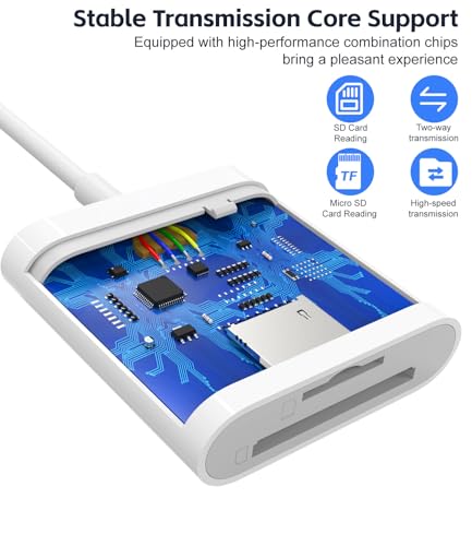 USB C SD Card Reader for iPhone 15 16 17/iPad Pro/MacBook, USB-C Type-C SD Reader Supports SD & MicroSD Memory Card Adapter, Trail Camera Viewer Plug and Play, SD+TF Dual Slots - Thumbnail 6