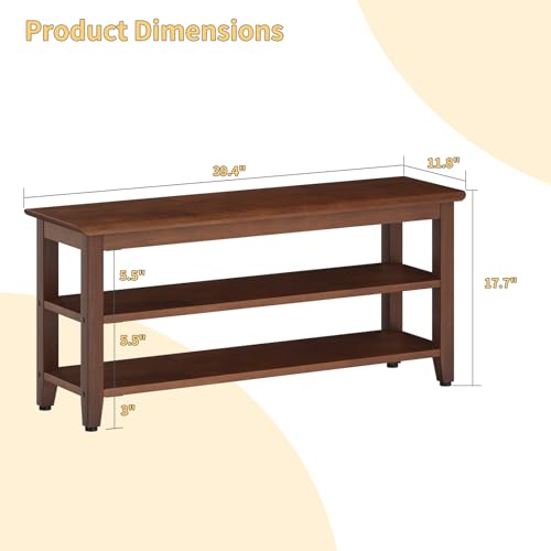 Furshus Wood Shoe Bench for Entryway,Bench with Shoe Rack,Storage Shoe Organizer for Hallway,Living Room,Bedroom (Brown, 39.37''W×11.81‘’D×17.71‘’H) by Furshus - Used condition - Image 2