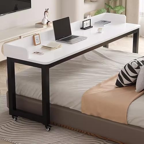 Mesa ajustable sobre la cama, escritorio con ruedas para ordenador portátil, espacioso, estación de trabajo, escritorio esquinero para computadora con ruedas, bandeja deslizante para teclado, muebles