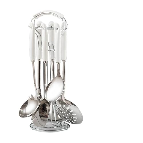 QTANZIQI 7pcs Cuisine Cuisine Cuisine Ustensiles en Acier Inoxydable Ensemble avec Support Gadgets de Cuisson en céramique antiadhésive