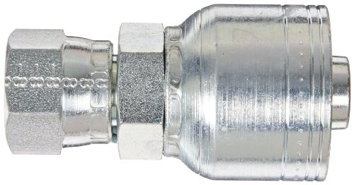 Image of Aeroquip 1AA8FJ10 Carbon Steel Global TTC (Thru the Cover) Crimp Hose Fitting Female JIC Swivel, Straight, 5 /8 inch Hose ID, 3 /4 inch - 16 Thread