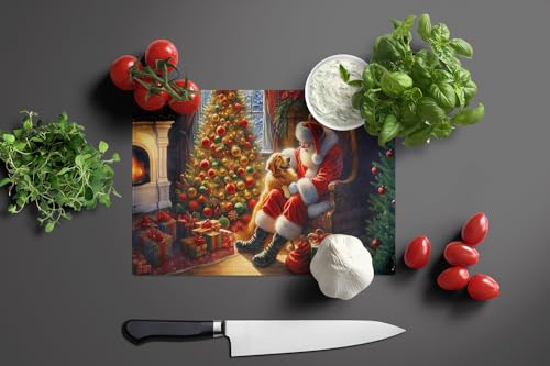 Caroline's Treasures DAC4117LCB Golden Retriever and Santa Claus Glass Cutting Board Decorative Tempered Glass Kitchen Cutting and Serving Board Large Size Chopping Board by Caroline's Treasures - Image 3