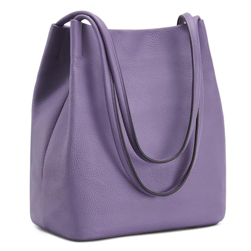 Image of Kattee Genuine Leather Tote Handbag for Women | Soft genuine leather tote with a secure magnetic snap closure for work, shopping, and everyday use.