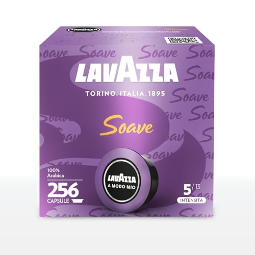 Lavazza, A Modo Mio Soave, 256 Capsule Caffè, per un Espresso Leggero ed Elegante con Note Aromatiche di Fiori, 100% Arabica, Intensità 5/13, Tostatura Media, 16 Confezioni da 16 Capsule