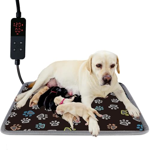 furrybaby Pet Heating Pad, Waterproof Dog Heating Pad Mat for Cat with Durable Anti-Bite Tube Indoor for Puppies Dogs Cats (1 Pack Black, 40 X 28in, T