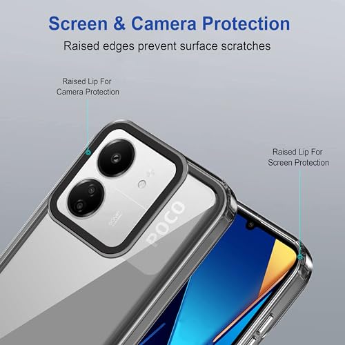 Image of Zapcase Back Case Cover for Poco C65 | Compatible for Poco C65 Back Cover | Case Cover with Camera Protection | (TPU + PC | Translucent Black)