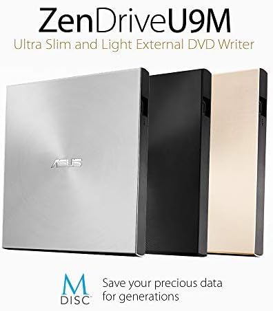 Asus ZenDrive U9M 90DD02A2-M29000 Zewnętrzna Nagrywarka DVD, 14.25 x 13.55 x 1.39 cm, Srebrny