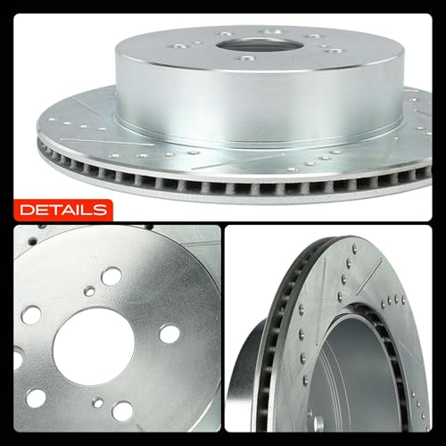 A-Premium 12.20 inch (310.00mm) Rear Drilled and Slotted Disc Brake Rotors Compatible with Lexus Models - IS250 2010-2015, IS350 2006-2015, GS300 2006, GS350 2007-2011, GS430, GS450h, GS460, 2-PC Set by A-Premium - Image 9
