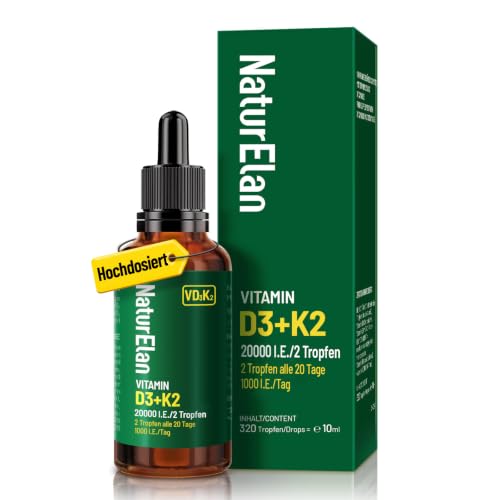 Vitamin D3 K2 hochdosiert Tropfen - 20000I.E. pro Dosis, Laborgeprüft