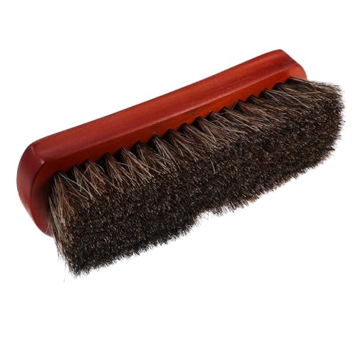 Baluue Cepillo de Limpieza para Zapatos de Madera con Cerdas de Crin Natural Pequeño y Portátil Ergonomía Antideslizante para Pulido y Lavado de Calzado