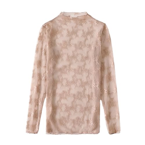 Parte superior de malla para mujer, parte superior sexy, parte superior de malla brillante, blusa transparente, manga larga, blusa de encaje transparente, blusa de malla para fiesta, club, festival