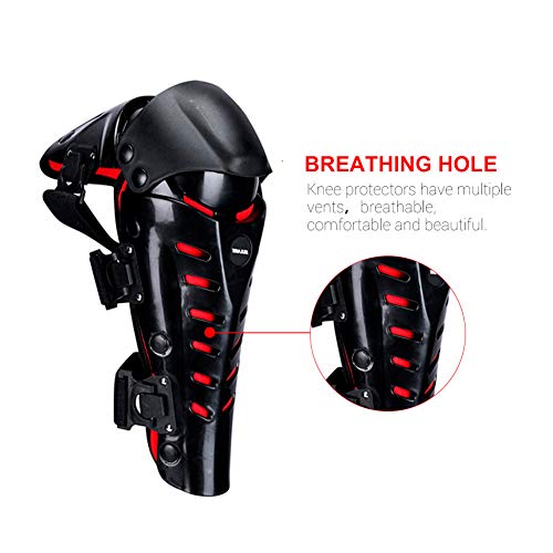 Outigu Knee Pads, Motorcycle Knee Protective Knee Shin Guards, Adjustable Long Leg Sleeve Antislip Protector Knee Pads Motorcycle (Black-Red)