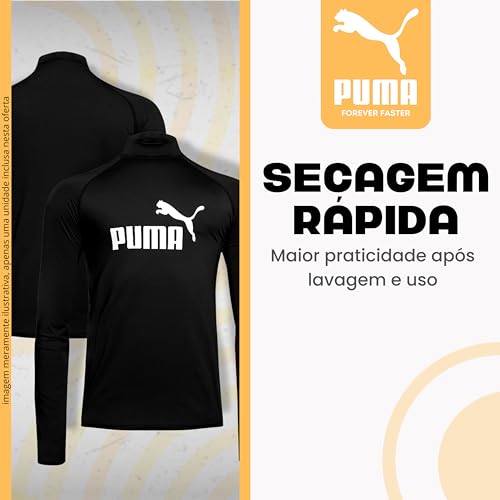 PUMA Camiseta Térmica Proteção Solar UV50 Segunda Pele Lisa Masculina Adulto, Preto (002), GG
