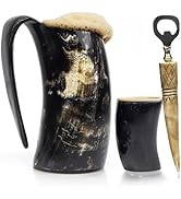Viking Drinking Horn Mug Set With Shot Glass & Bottle Opener - Handmade Ox Horn Stein For Beer, Whiskey, Coffee - View #12