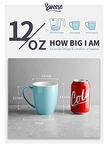 Sweese 611.002 Porcelain Mugs - 12 Ounce For Coffee, Tea, Mocha And Mulled Drinks - Set Of 6, Hot Assorted Colors #TOP1