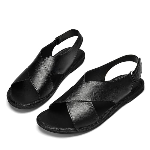 Men's Genuine leather Handmade Strappy Flat Sandals adjustable back Hook and loop open toe Outdoor Sandals Summer Casual vacation beach Sandals4